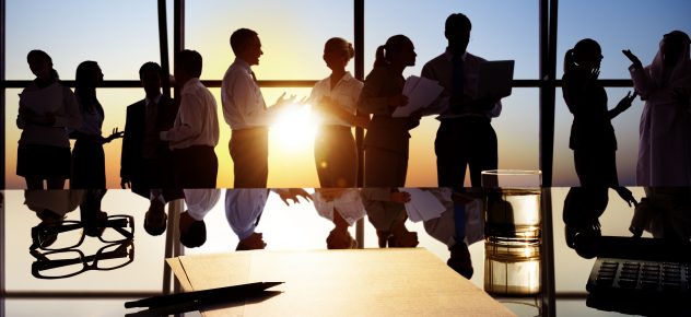 Silhouettes of Business People Working in Board Room